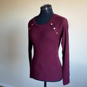 Burgundy/Maroon Express Scoop Neck Sweater